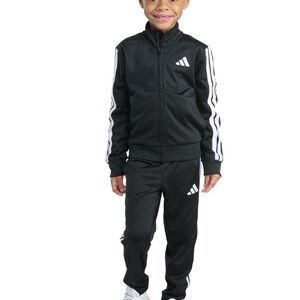 Adidas Boy Tricot Long-Sleeve Essential 3 Stripe Track Jacket & Pants, Size 2T